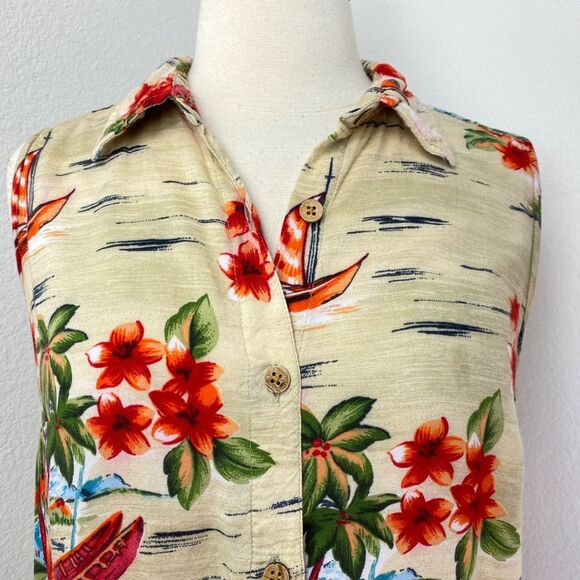 Great Northwest Aloha Womens Blouse Top Small Rayon Tropical Travel Resort Boho - Picture 2 of 11